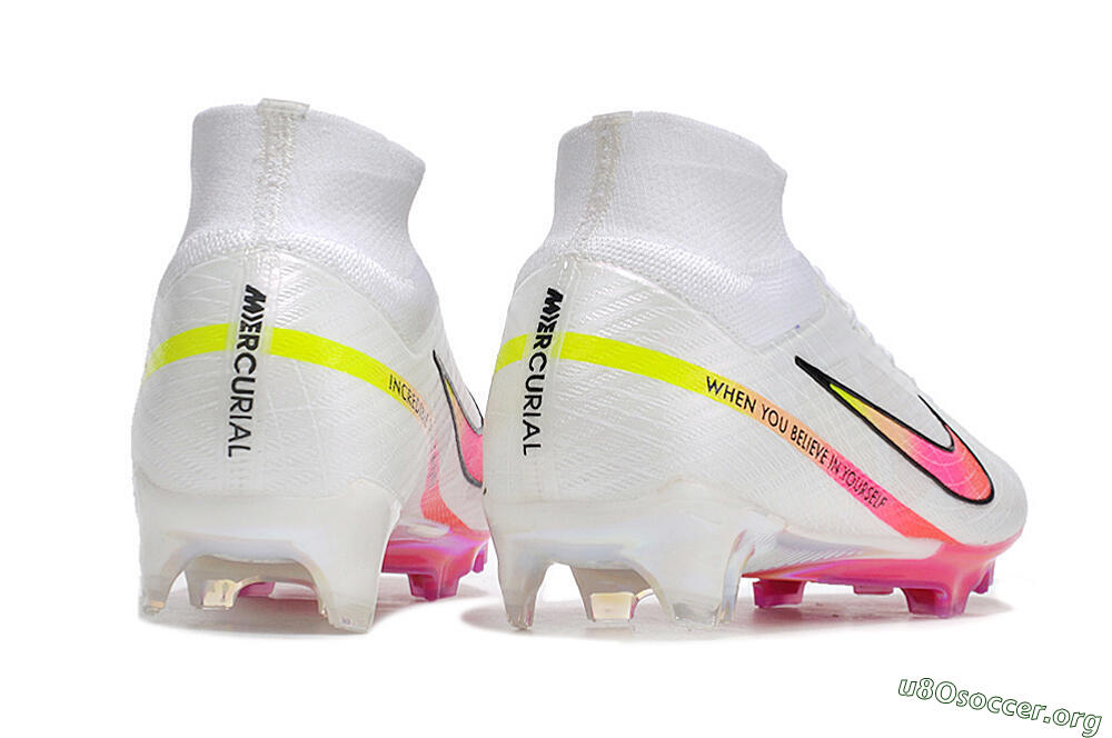 Nike Air Zoom Mercurial Superfly 9 Elite FG Football Boots - White/Pink/Black 6