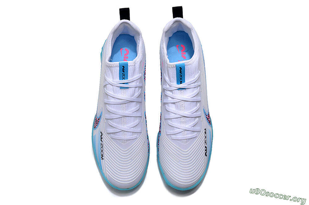 Nike Air Zoom Mercurial Vapor 15 Pro TF Football Shoes - White/Blue/Pink 4