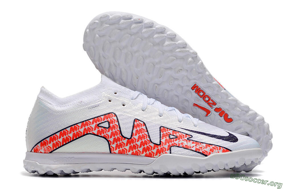 Nike Air Zoom Mercurial Vapor 15 Elite TF Football Shoes - White/Red/Black 2
