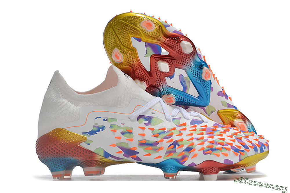 Adidas Predator Freak.1 Low FG Football Boots - White/Blue/Orange/Gold 2