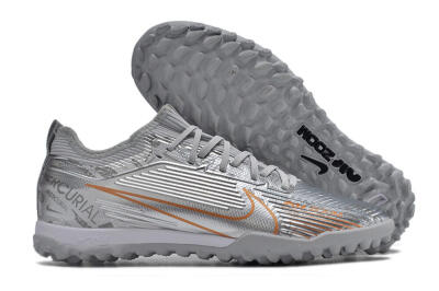Nike Air Zoom Mercurial Vapor 15 Pro TF Football Shoes - Silver/Gold/Black