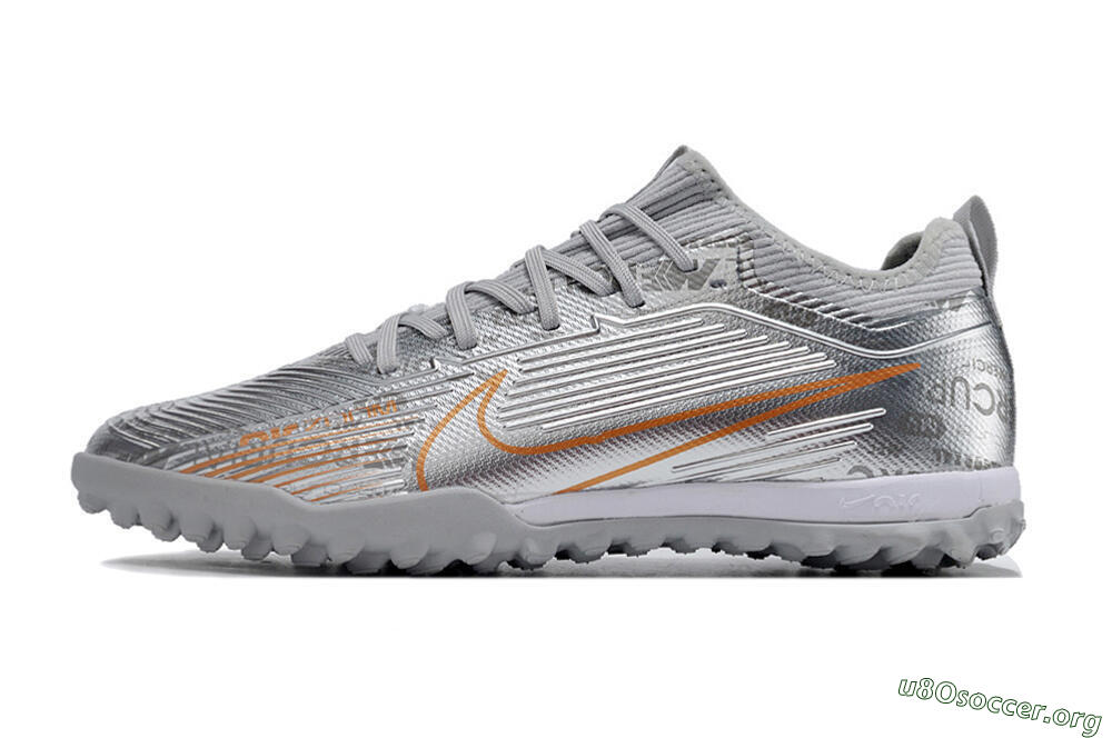 Nike Air Zoom Mercurial Vapor 15 Pro TF Football Shoes - Silver/Gold/Black 3
