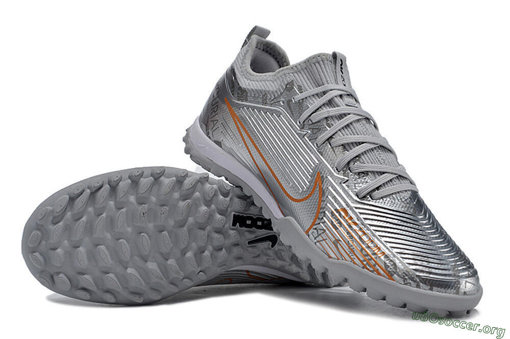Nike Air Zoom Mercurial Vapor 15 Pro TF Football Shoes - Silver/Gold/Black 0