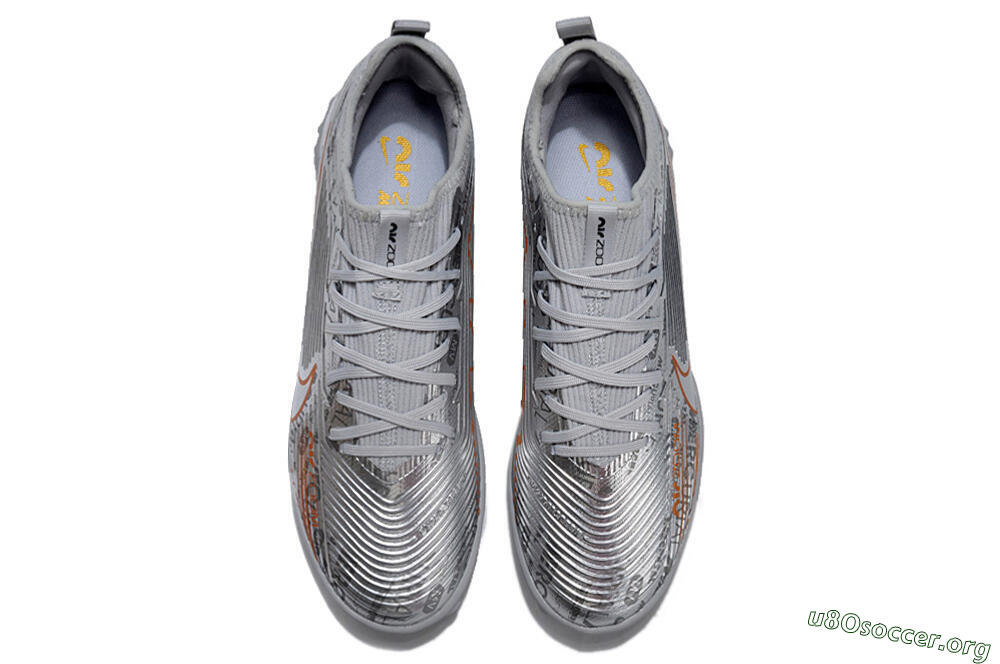 Nike Air Zoom Mercurial Vapor 15 Pro TF Football Shoes - Silver/Gold/Black 4