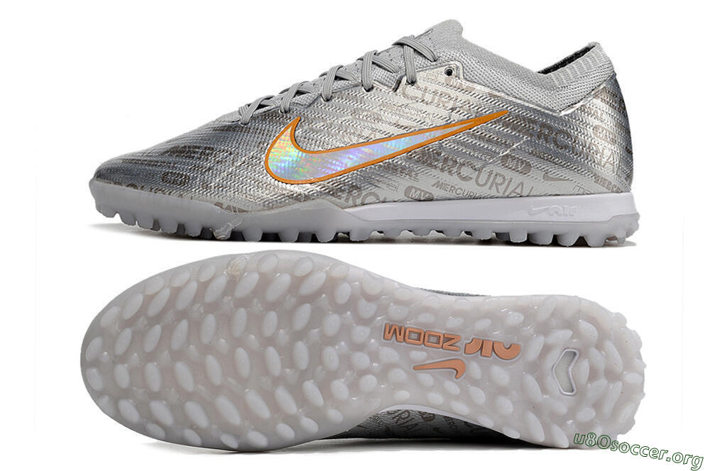 Nike Air Zoom Mercurial Vapor 15 Elite TF Football Shoes - Silver/Gold 1