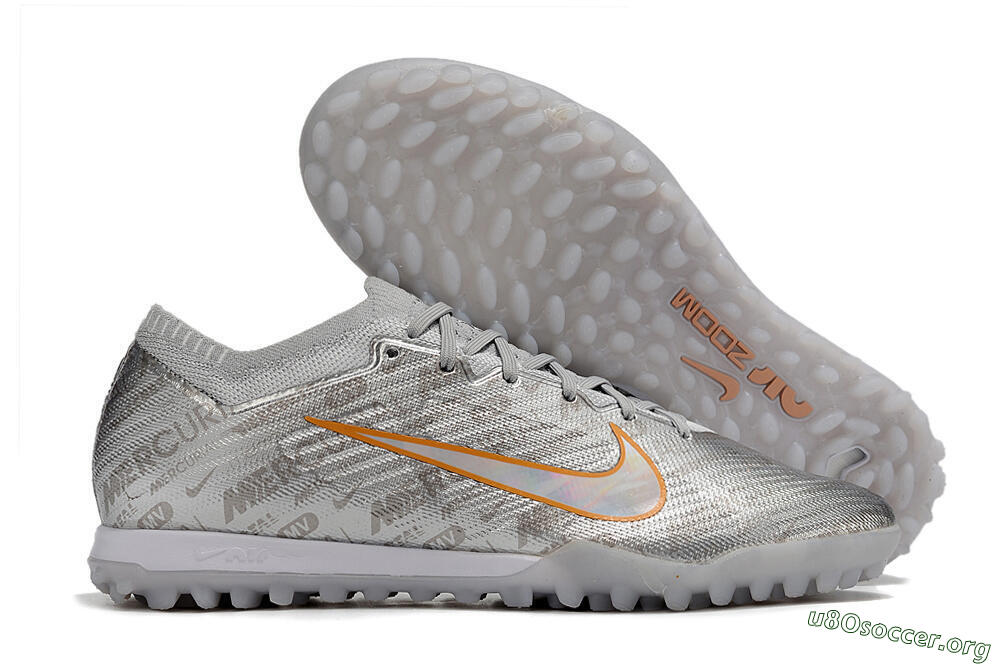 Nike Air Zoom Mercurial Vapor 15 Elite TF Football Shoes - Silver/Gold 2