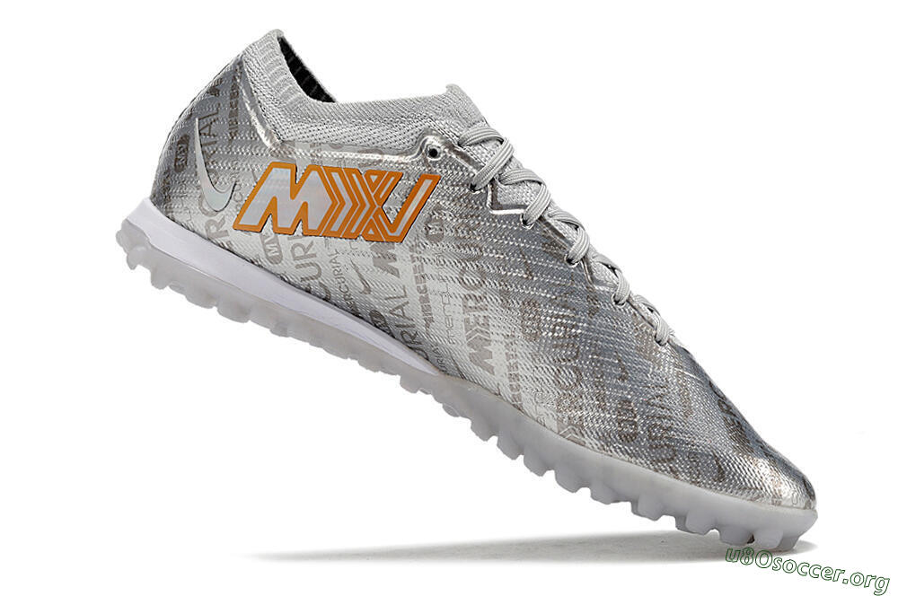 Nike Air Zoom Mercurial Vapor 15 Elite TF Football Shoes - Silver/Gold 4
