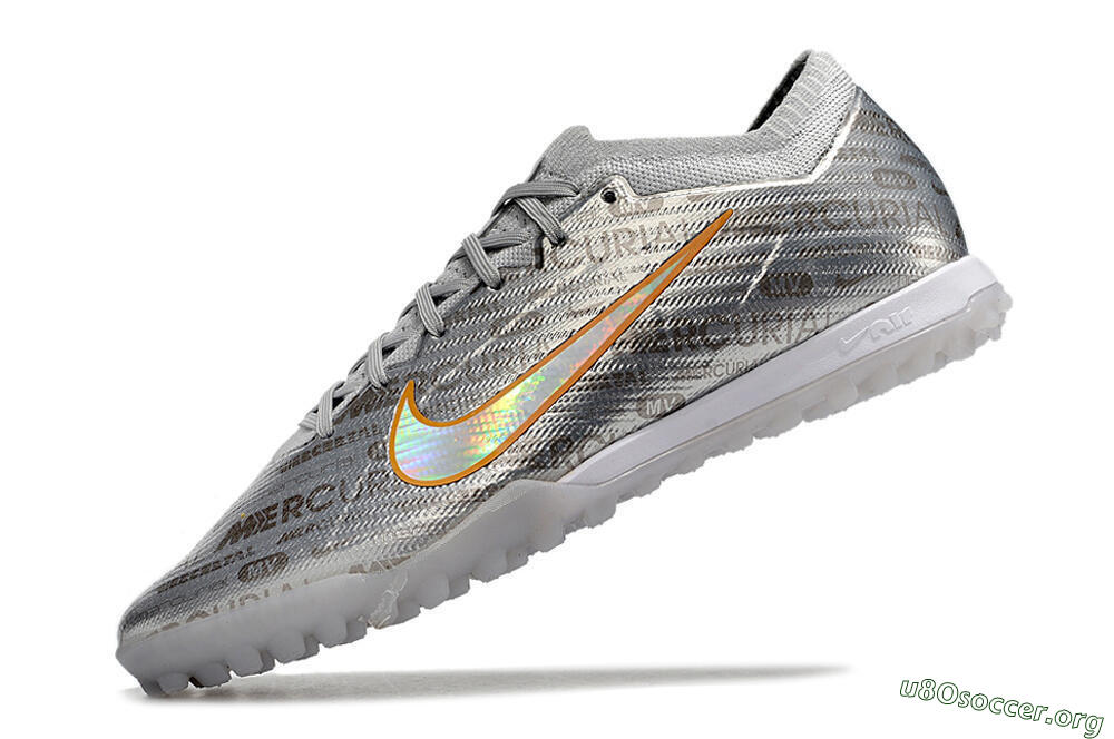 Nike Air Zoom Mercurial Vapor 15 Elite TF Football Shoes - Silver/Gold 5