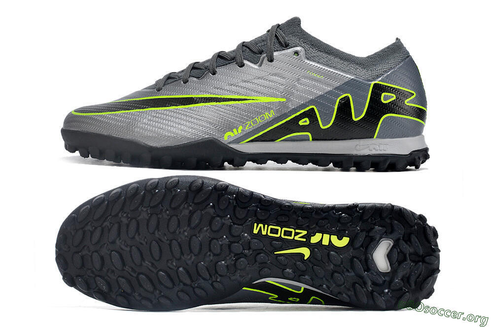Nike Air Zoom Mercurial Vapor 15 Elite TF Football Shoes - Silver/Grey/Black/Green 1