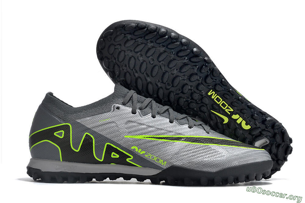 Nike Air Zoom Mercurial Vapor 15 Elite TF Football Shoes - Silver/Grey/Black/Green 2