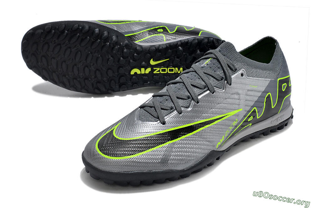 Nike Air Zoom Mercurial Vapor 15 Elite TF Football Shoes - Silver/Grey/Black/Green 0