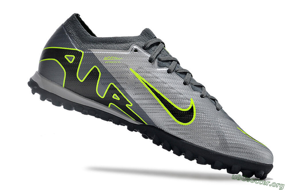 Nike Air Zoom Mercurial Vapor 15 Elite TF Football Shoes - Silver/Grey/Black/Green 4