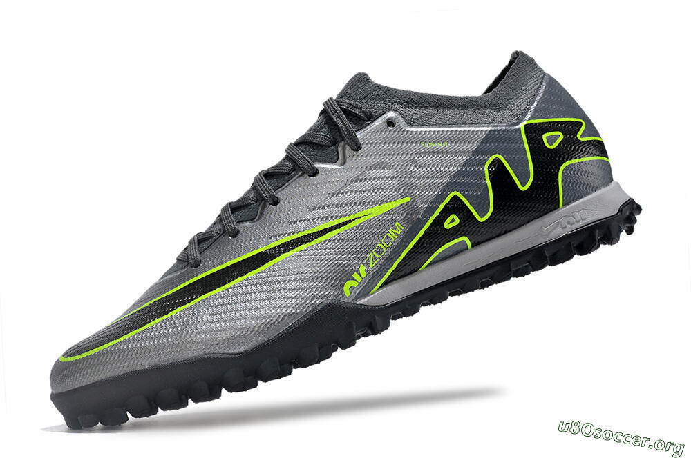 Nike Air Zoom Mercurial Vapor 15 Elite TF Football Shoes - Silver/Grey/Black/Green 5
