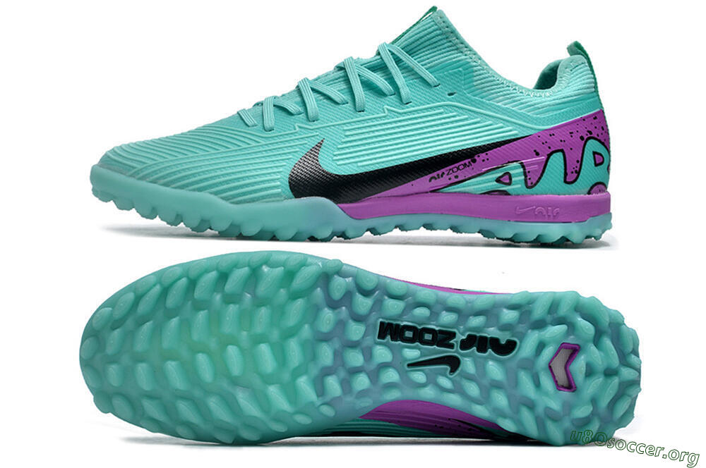 Nike Air Zoom Mercurial Vapor 15 Pro TF Football Shoes - Jade/Black/Purple 1