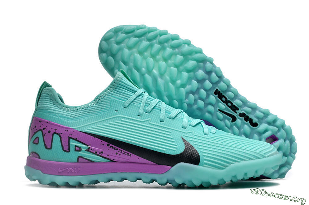 Nike Air Zoom Mercurial Vapor 15 Pro TF Football Shoes - Jade/Black/Purple 2