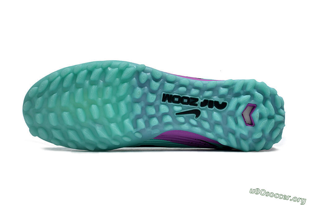 Nike Air Zoom Mercurial Vapor 15 Pro TF Football Shoes - Jade/Black/Purple 6
