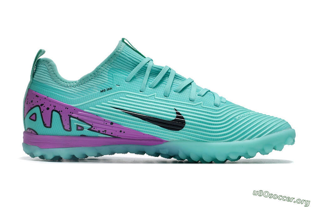 Nike Air Zoom Mercurial Vapor 15 Pro TF Football Shoes - Jade/Black/Purple 7