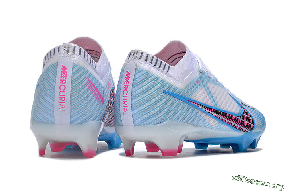 Nike Air Zoom Mercurial Vapor 15 Elite FG Football Boots - White/Blue/Pink 6