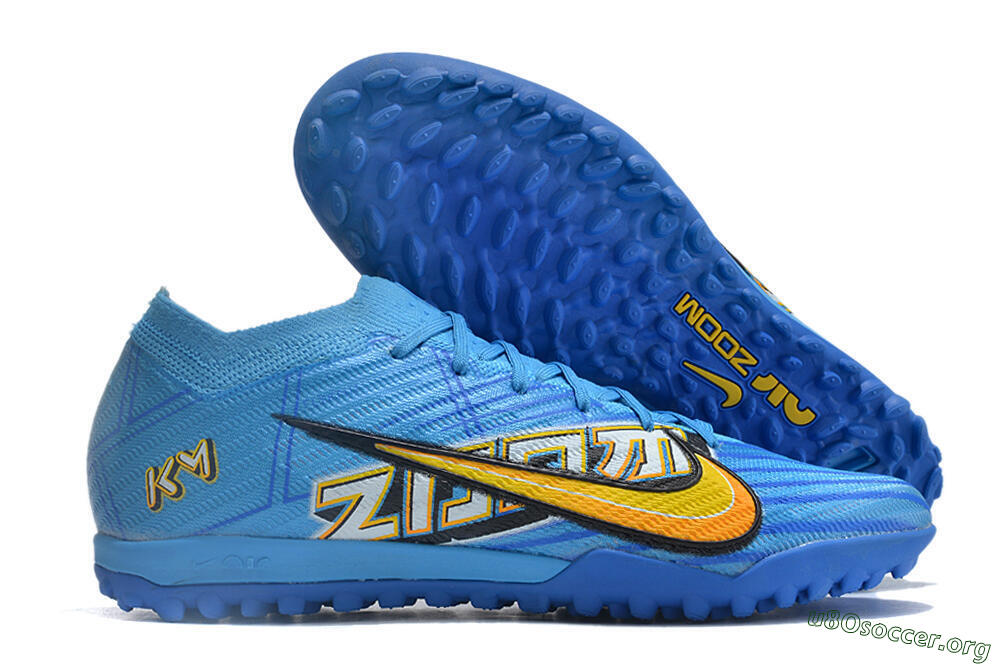 Nike Air Zoom Mercurial Vapor 15 Elite TF Football Shoes - Blue/White/Orange/Yellow 2