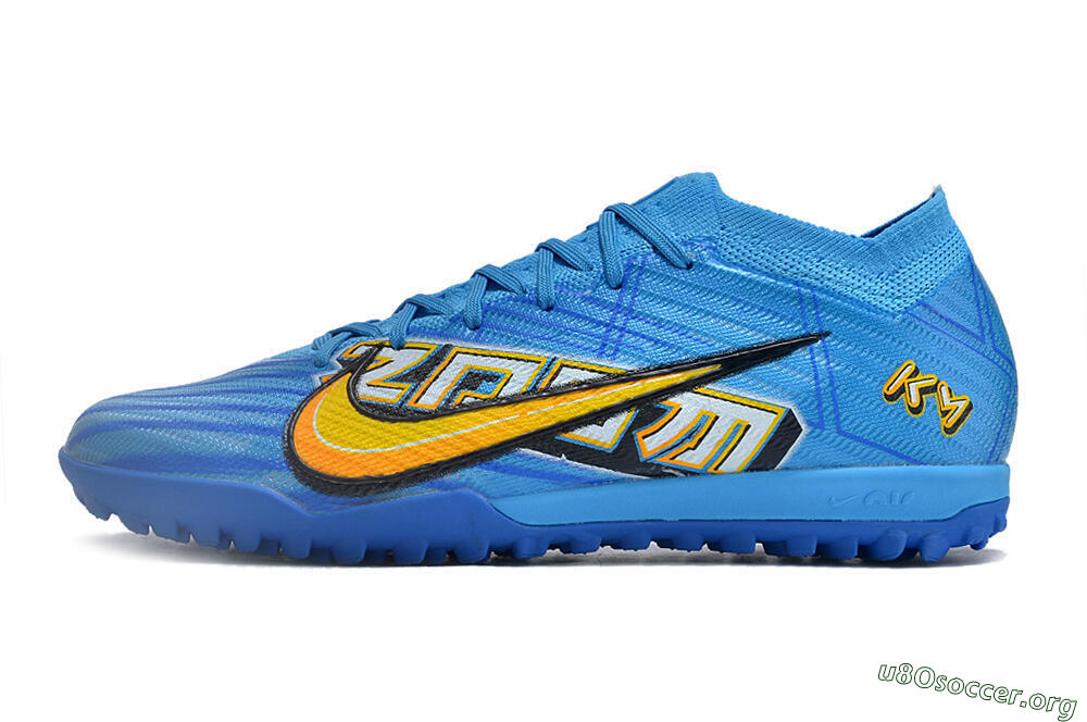 Nike Air Zoom Mercurial Vapor 15 Elite TF Football Shoes - Blue/White/Orange/Yellow 3