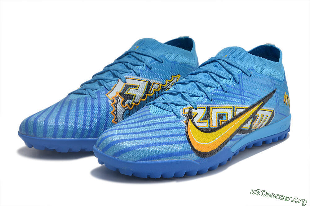 Nike Air Zoom Mercurial Vapor 15 Elite TF Football Shoes - Blue/White/Orange/Yellow 5