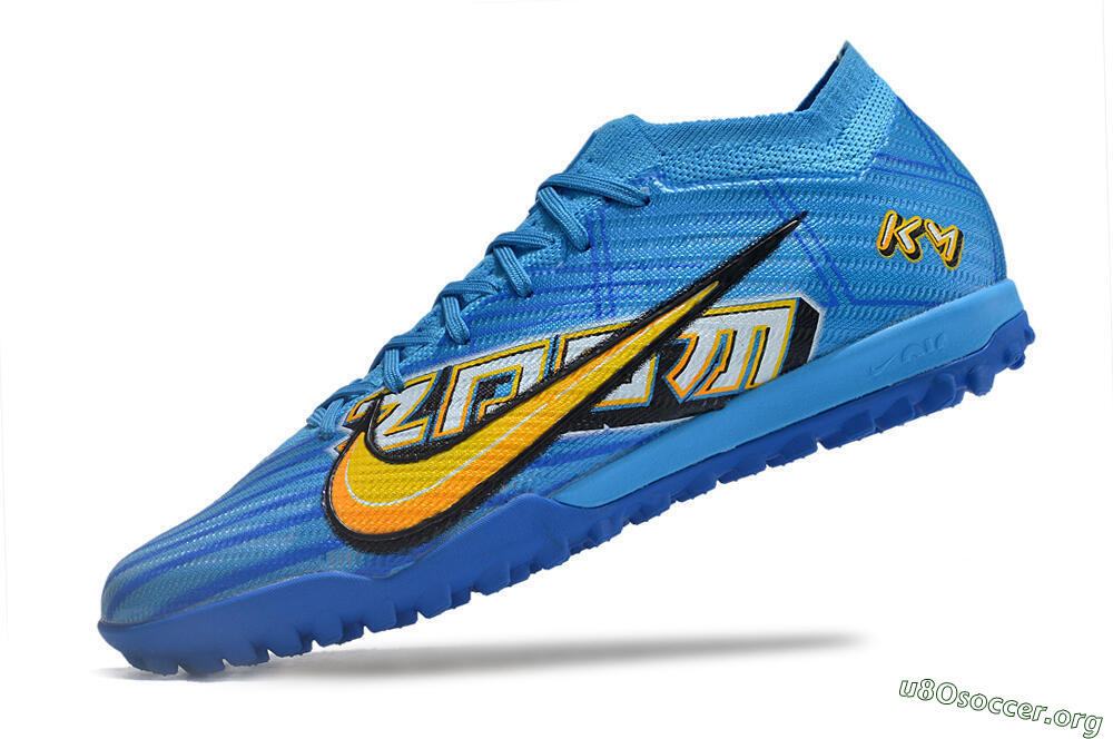 Nike Air Zoom Mercurial Vapor 15 Elite TF Football Shoes - Blue/White/Orange/Yellow 8