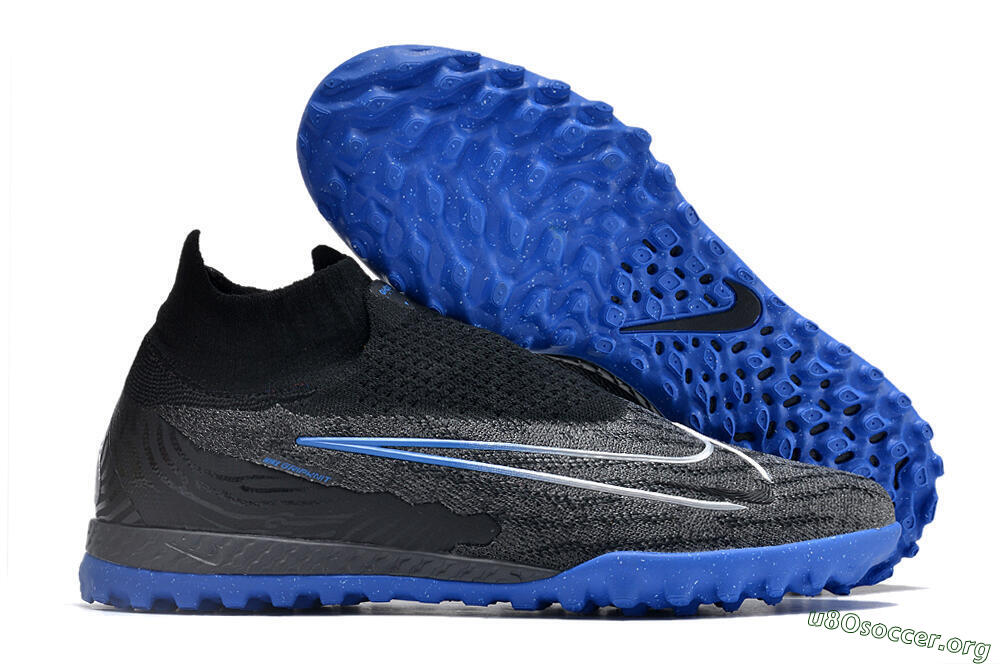 Nike Phantom GX Elite DF Link TF Football Shoes - Grey/Black/Blue 2