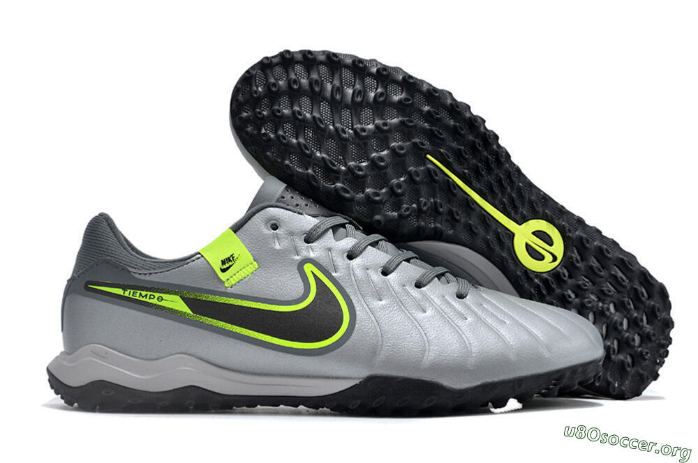 Nike Tiempo Legend 10 Academy TF Football Shoes - Silver/Grey/Yellow 2