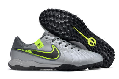 Nike Tiempo Legend 10 Academy TF Football Shoes - Silver/Grey/Yellow