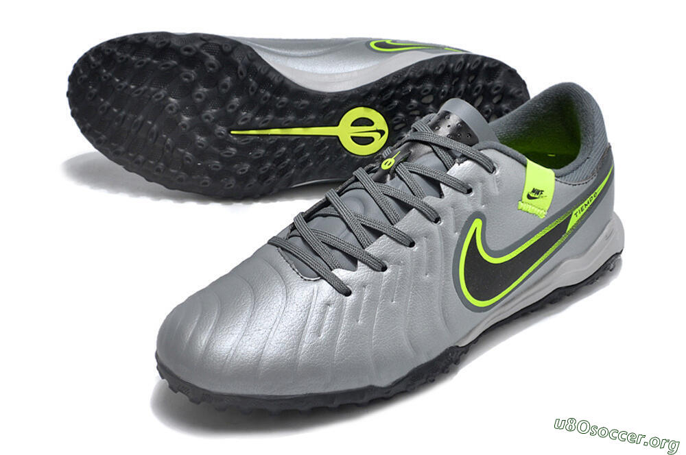 Nike Tiempo Legend 10 Academy TF Football Shoes - Silver/Grey/Yellow 0