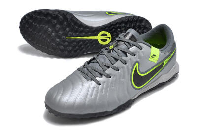 Nike Tiempo Legend 10 Academy TF Football Shoes - Silver/Grey/Yellow