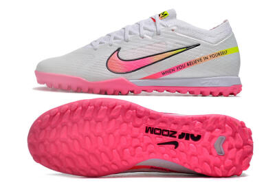 Nike Air Zoom Mercurial Vapor 15 Elite TF Football Shoes - White/Pink/Black/Green