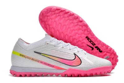 Nike Air Zoom Mercurial Vapor 15 Elite TF Football Shoes - White/Pink/Black/Green