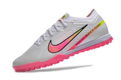 Nike Air Zoom Mercurial Vapor 15 Elite TF Football Shoes - White/Pink/Black/Green
