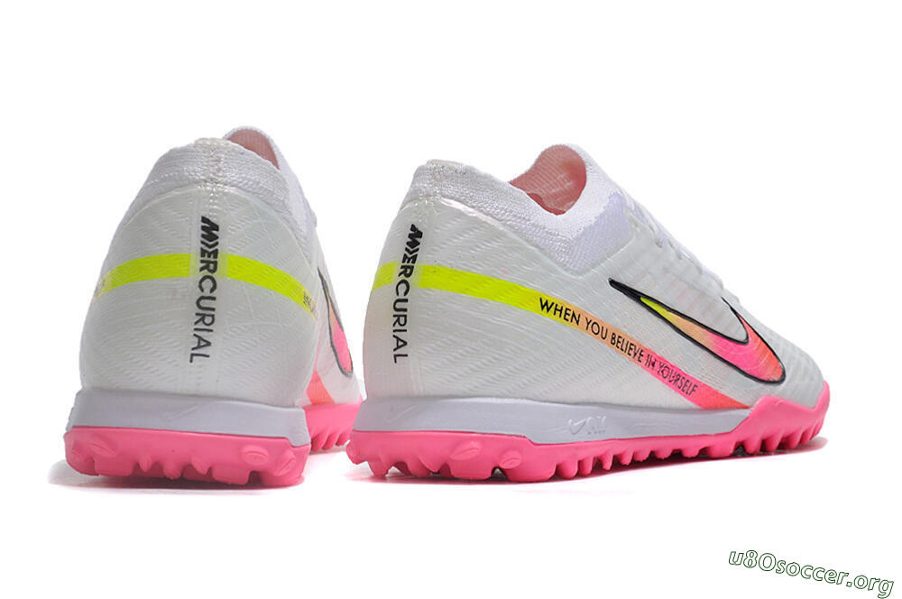 Nike Air Zoom Mercurial Vapor 15 Elite TF Football Shoes - White/Pink/Black/Green 6