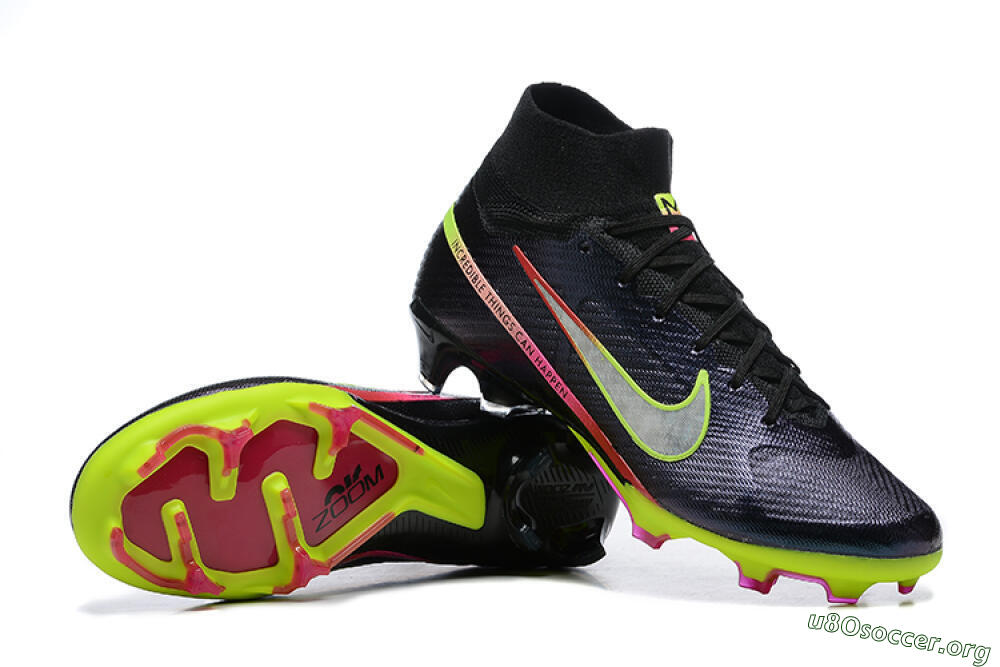 Nike Air Zoom Mercurial Superfly 9 Elite FG Football Boots - Black/Silver/Yellow/Pink 4