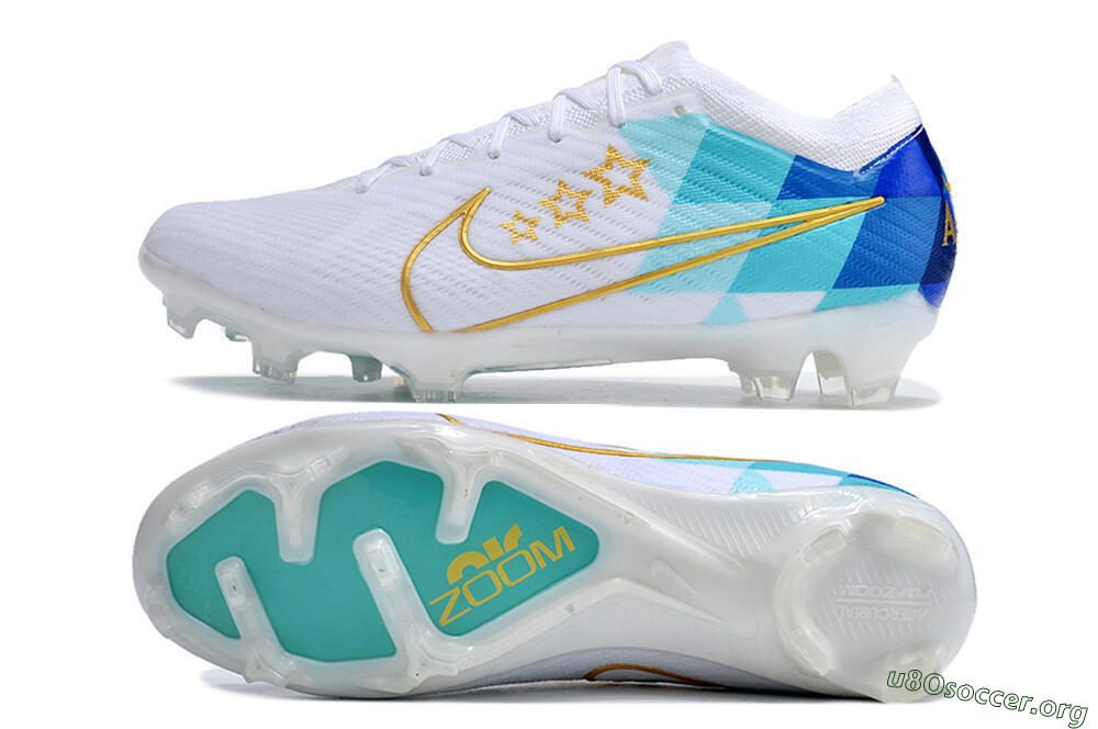 Nike Air Zoom Mercurial Vapor 15 Elite FG Football Boots - White/Blue/Gold 1