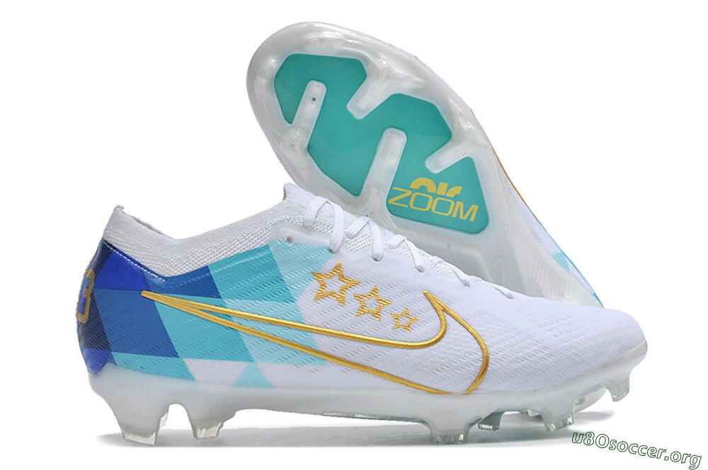 Nike Air Zoom Mercurial Vapor 15 Elite FG Football Boots - White/Blue/Gold 2