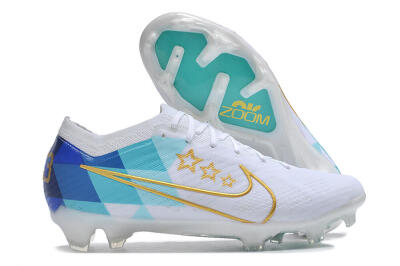 Nike Air Zoom Mercurial Vapor 15 Elite FG Football Boots - White/Blue/Gold