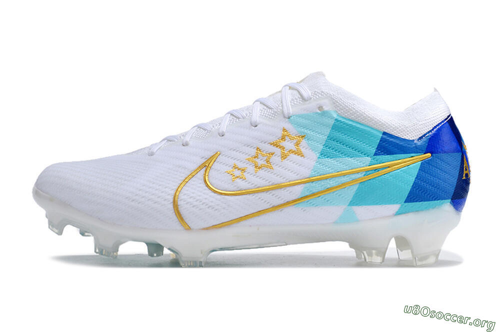 Nike Air Zoom Mercurial Vapor 15 Elite FG Football Boots - White/Blue/Gold 3