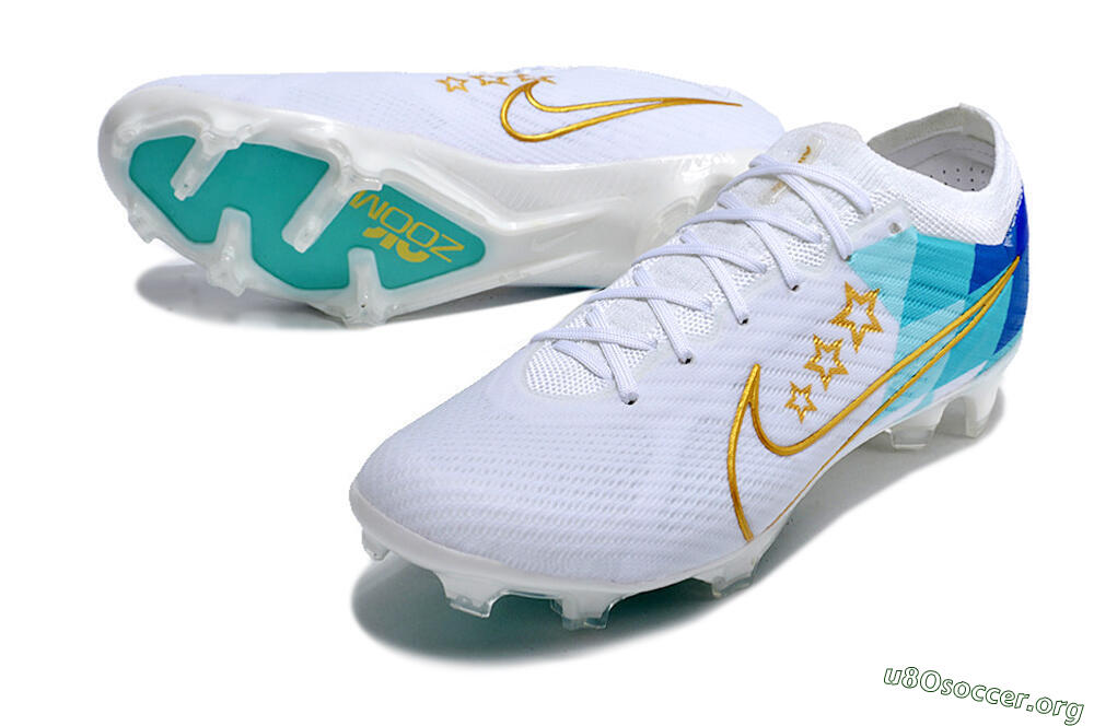 Nike Air Zoom Mercurial Vapor 15 Elite FG Football Boots - White/Blue/Gold 0