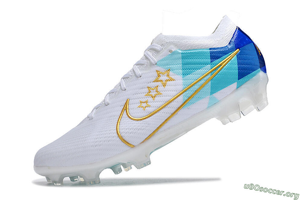 Nike Air Zoom Mercurial Vapor 15 Elite FG Football Boots - White/Blue/Gold 5