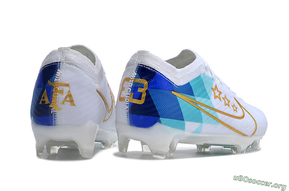 Nike Air Zoom Mercurial Vapor 15 Elite FG Football Boots - White/Blue/Gold 6