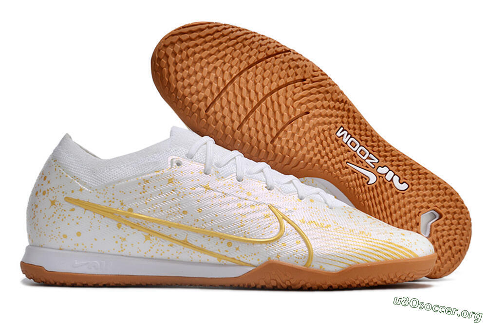 Nike Air Zoom Mercurial Vapor 15 Elite IC Football Shoes - White/Gold/Brown 2
