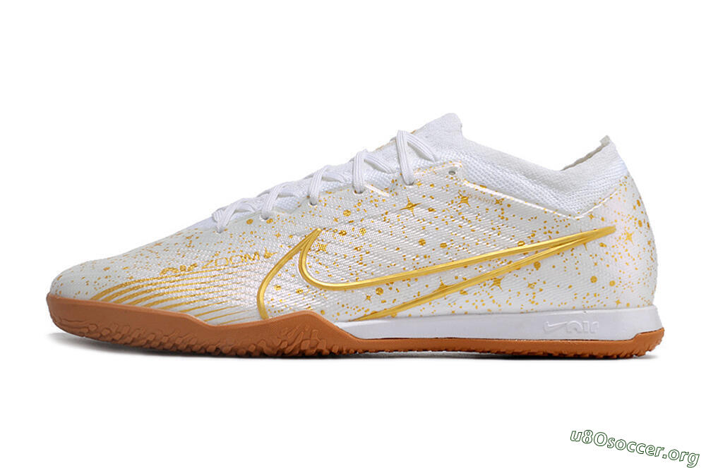 Nike Air Zoom Mercurial Vapor 15 Elite IC Football Shoes - White/Gold/Brown 3