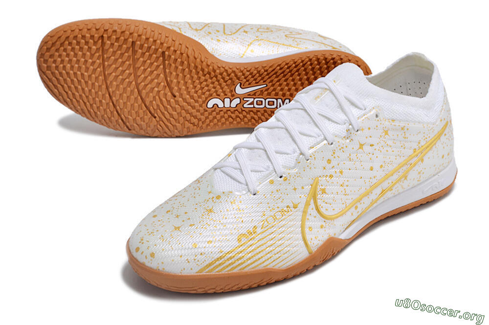Nike Air Zoom Mercurial Vapor 15 Elite IC Football Shoes - White/Gold/Brown 0