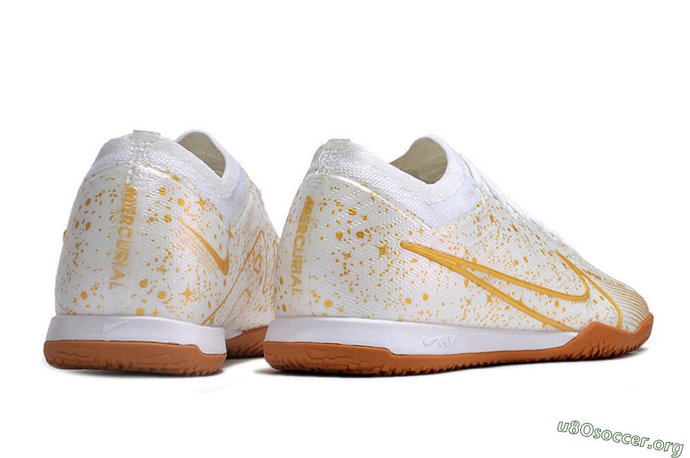 Nike Air Zoom Mercurial Vapor 15 Elite IC Football Shoes - White/Gold/Brown 6