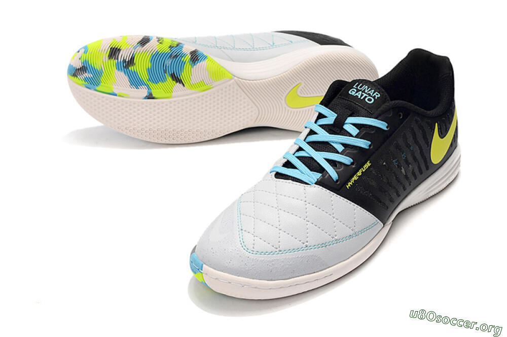 Nike Lunar Gato 2 IC Football Shoes - Black/Blue/Yellow 2