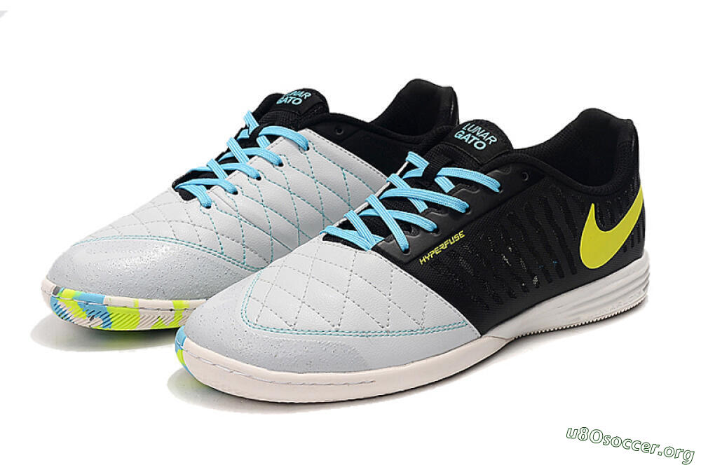 Nike Lunar Gato 2 IC Football Shoes - Black/Blue/Yellow 3