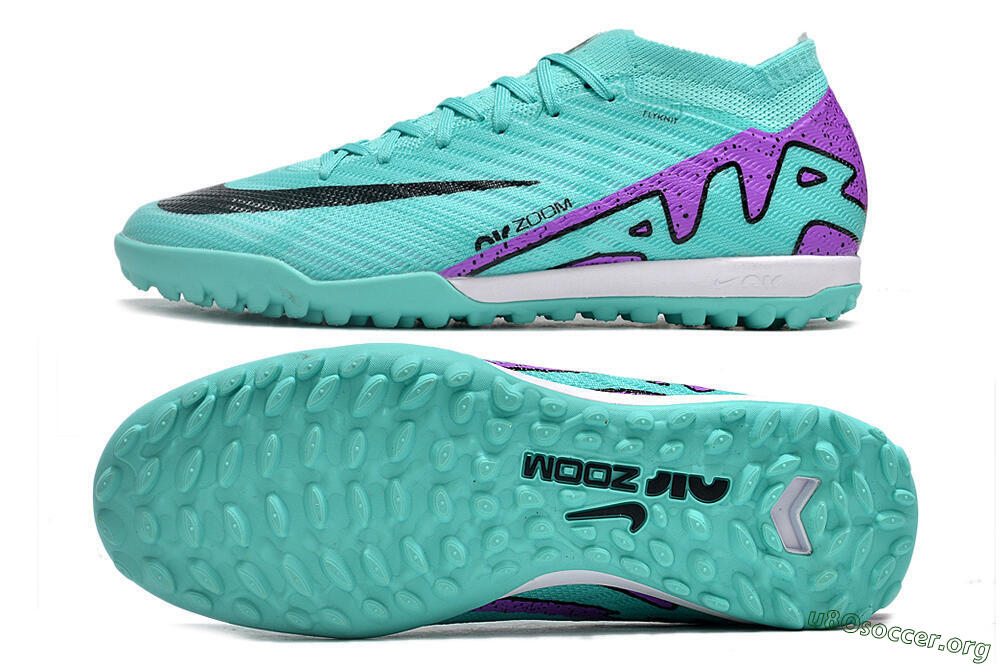 Nike Air Zoom Mercurial Vapor 15 Elite TF Football Shoes - Turquoise/Black/White/Purple 1